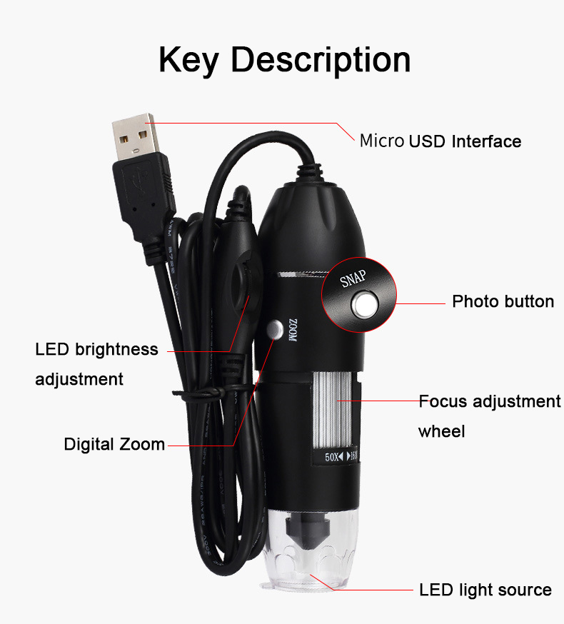 Microscope numérique USB 500X/ - Diy Electronics Microscope avis et prix